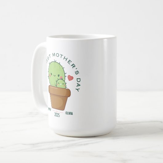 2025年の母の日、サボテンおもしろい コーヒーマグカップ (正面左)