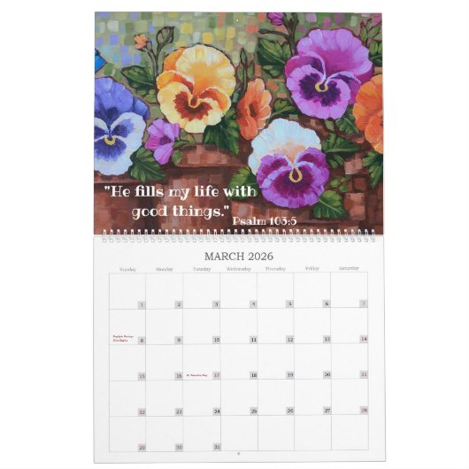 2025年の猶予フローラカレンダ感動的ーの拡張 カレンダー (3月 2026)