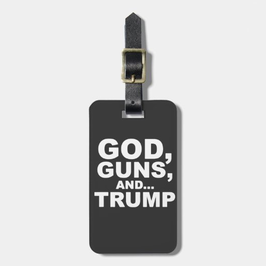 2025年の神、銃、トランプ就任式の日 ラゲッジタグ (正面縦)