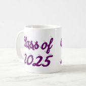2025年の紫色のスクリプトの卒業のクラス コーヒーマグカップ (正面左)