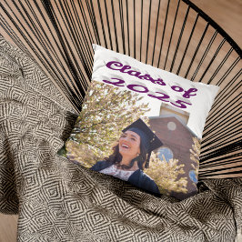 2025年の紫色のスクリプトの卒業写真のクラス クッション