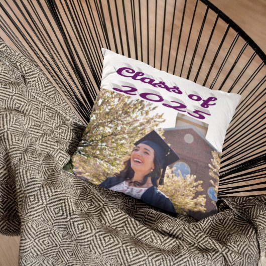 2025年の紫色のスクリプトの卒業写真のクラス クッション