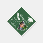 2025年の緑と白のクラスのおめでとう卒業 スタンダードカクテルナプキン (角)