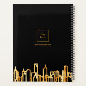 2025年の都市スカイライン黒金ゴールドビジネスロゴ プランナー手帳 (裏面)