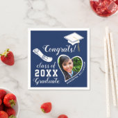 2025年の青と白のクラス写真卒業 スタンダードカクテルナプキン (インサイチュ)