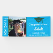 2025年の青と緑の卒業写真クラス 横断幕 (横)