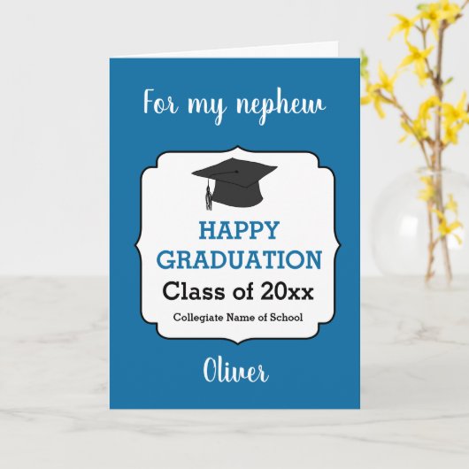 2025年の青色卒業クラス カード (黄色い花)