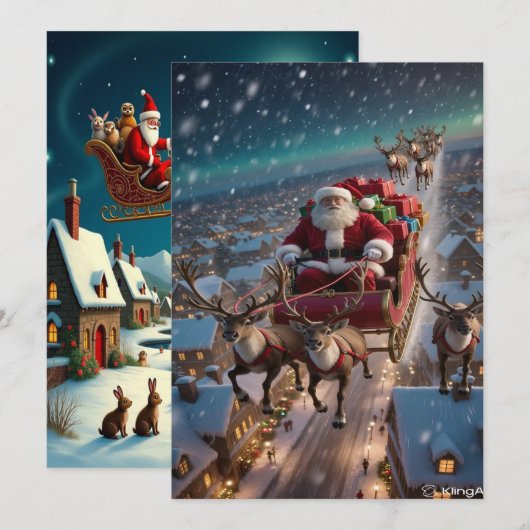 2025年の魅惑的なクリスマスウィンタービレッジ壁紙 シーズンカード (正面/裏面)