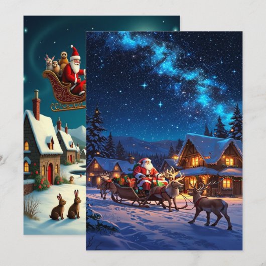 2025年の魅惑的なクリスマスウィンタービレッジ壁紙 シーズンカード (正面/裏面)