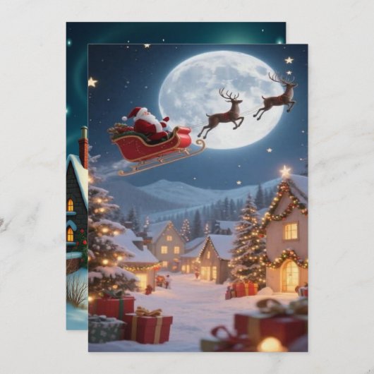 2025年の魅惑的なクリスマスウィンタービレッジ壁紙 シーズンカード (正面/裏面)