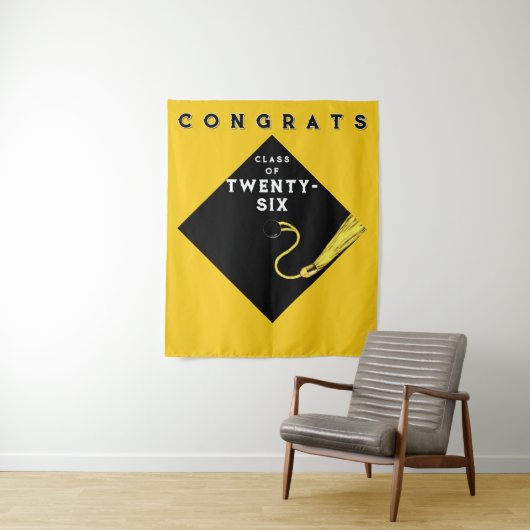 2025年の黄色の卒業クラスパーティー タペストリー (インサイチュ)