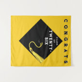 2025年の黄色の卒業クラスパーティー タペストリー (正面(横))