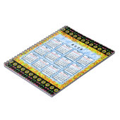 2025年の12か月の英語カレンダー ノートブック (左側)