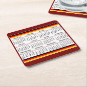 2025年の12か月カレンダー スクエアペーパーコースター (アングル)