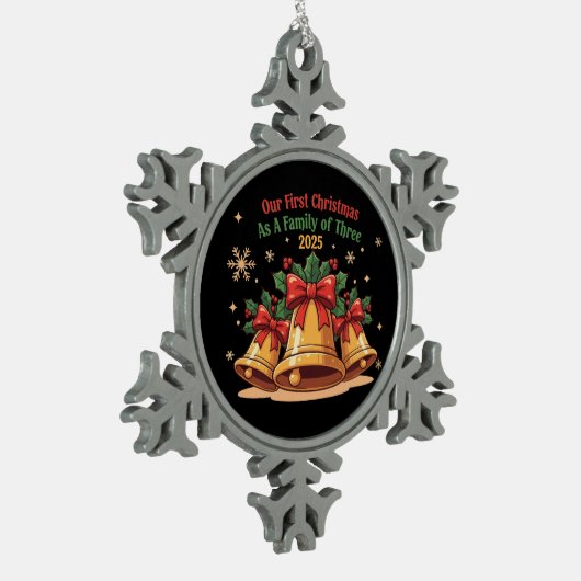 2025年の3つの家族としての初めてのクリスマス | スノーフレークピューターオーナメント (左)