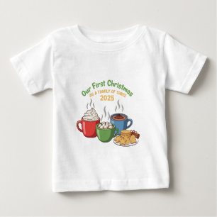 「2025年の3人の家族としての初めてのクリスマス ベビーTシャツ