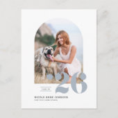 2025年のArch写真卒業のDusty Blue Class インビテーションポストカード (正面)