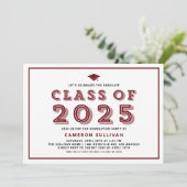 2025年のBurgundy Class of 2025 Capレトロ卒業 招待状 (スタンド正面)