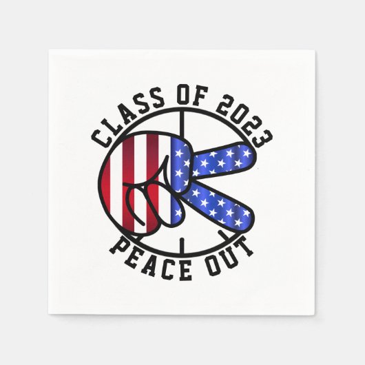 2025年のPeace Outパーティー供給の卒業 スタンダードカクテルナプキン (正面)