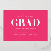 2025年はっきりしたのホットピンク写真卒業クラス 箔招待状 (裏面)