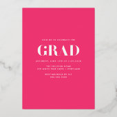 2025年はっきりしたのホットピンク写真卒業クラス 箔招待状 (裏面)