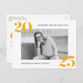 2025年はっきりしたイエローフォト卒業パーティーのクラス インビテーションポストカード (正面/裏面)