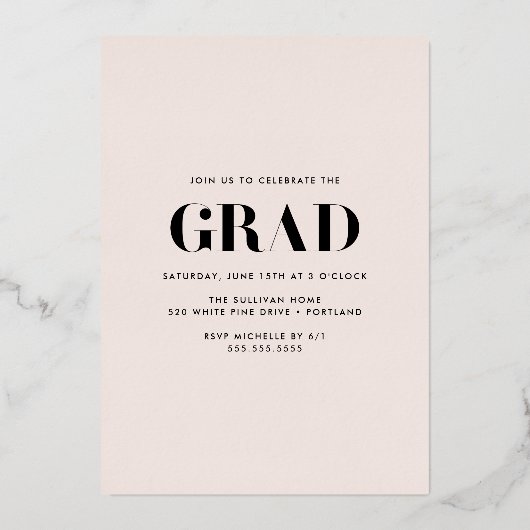 2025年はっきりしたクラスのクリームフォト卒業 箔招待状 (裏面)