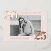 2025年はっきりしたクラスのクリームフォト卒業 箔招待状 (正面)