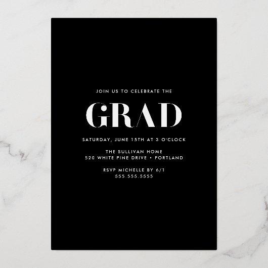 2025年はっきりしたクラスバラ金ゴールド写真卒業 箔招待状 (裏面)