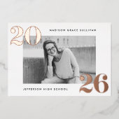 2025年はっきりしたクラスバラ金ゴールド写真卒業 箔招待状 (正面)