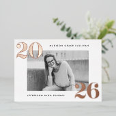 2025年はっきりしたクラスバラ金ゴールド写真卒業 箔招待状 (立ち正面)