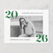 2025年はっきりしたグリーン写真卒業パーティーのクラス インビテーションポストカード (正面)