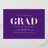 2025年はっきりしたパープル写真卒業クラス 箔招待状 (裏面)