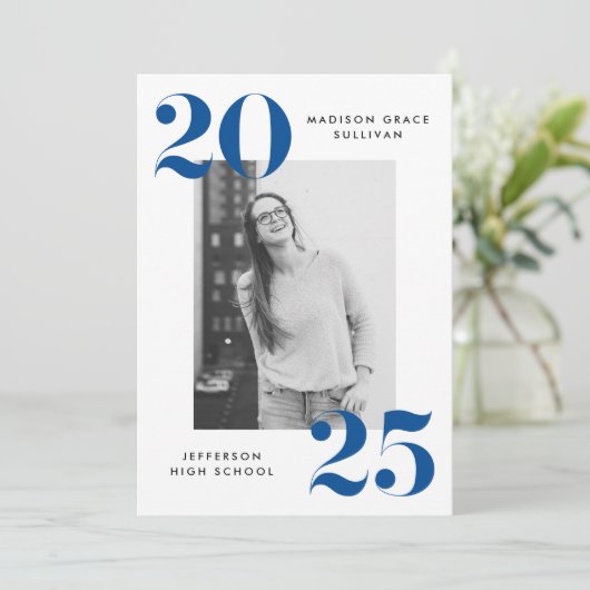 2025年はっきりしたブルーフォト卒業パーティーのクラス 招待状 (スタンド正面)