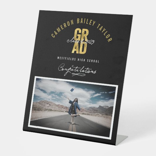2025年はっきりした写真卒業パーティーのGRADクラス 台座サイン (正面)