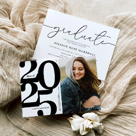 2025年はっきりした写真卒業パーティー招待状 招待状