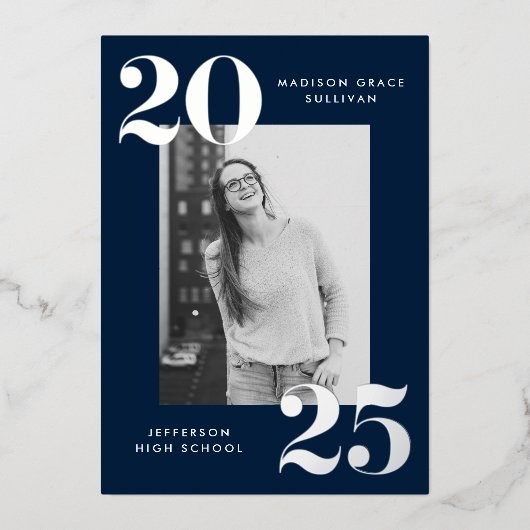 2025年はっきりした海軍写真卒業クラス 箔招待状 (正面)