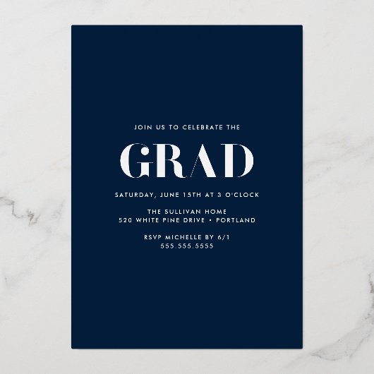 2025年はっきりした海軍写真卒業クラス 箔招待状 (裏面)