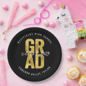 2025年はっきりした金フォイル卒業スタイリッシュパーティー ペーパープレート (パーティー)