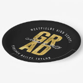 2025年はっきりした金フォイル卒業スタイリッシュパーティー ペーパープレート (アングル)