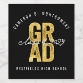 2025年はっきりした金フォイル卒業スタイリッシュパーティー ワインラベル (シングルラベル)