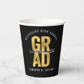 2025年はっきりした金フォイル卒業スタイリッシュパーティー 紙コップ (正面)