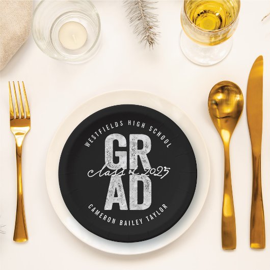 2025年はっきりした銀フォイルシック卒業パーティー ペーパープレート