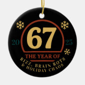 2025年は「67年」 Funny Gen Z | Rizz & Brain Rot セラミックオーナメント (正面)
