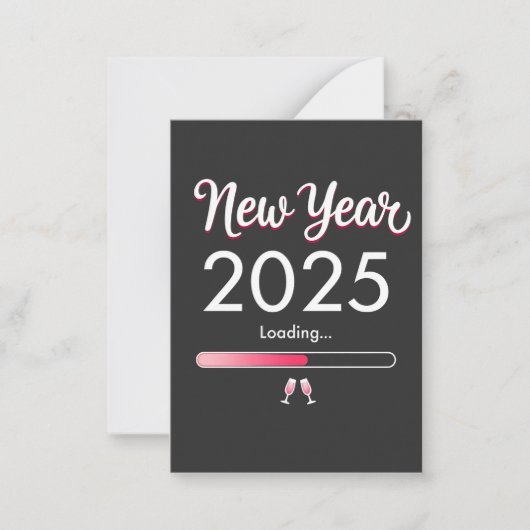 2025年を迎えるローディング 新年の喜び クリスマス ノートカード (正面)