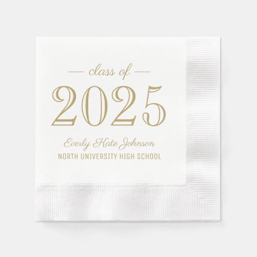 2025年アンティークエレガント金ゴールドカスタム卒業 縁ありカクテルナプキン (正面)