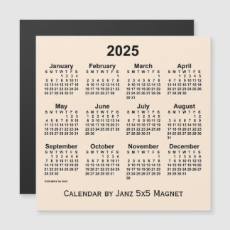 2025年アンティークホワイトカレンダー(Janz 5x5 Magnet)