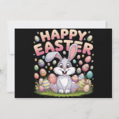 2025年イースター 卵 ウサギ 可愛い ウサギ 招待状 (正面)