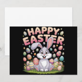 2025年イースター 卵 ウサギ 可愛い ウサギ 招待状 (正面/裏面)