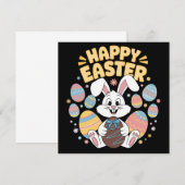 2025年イースター 卵 ウサギ 可愛い ウサギ 招待状 (正面/裏面)